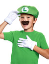 Set accessoires Luigi pour enfant avec casquette moustache et gants blancs