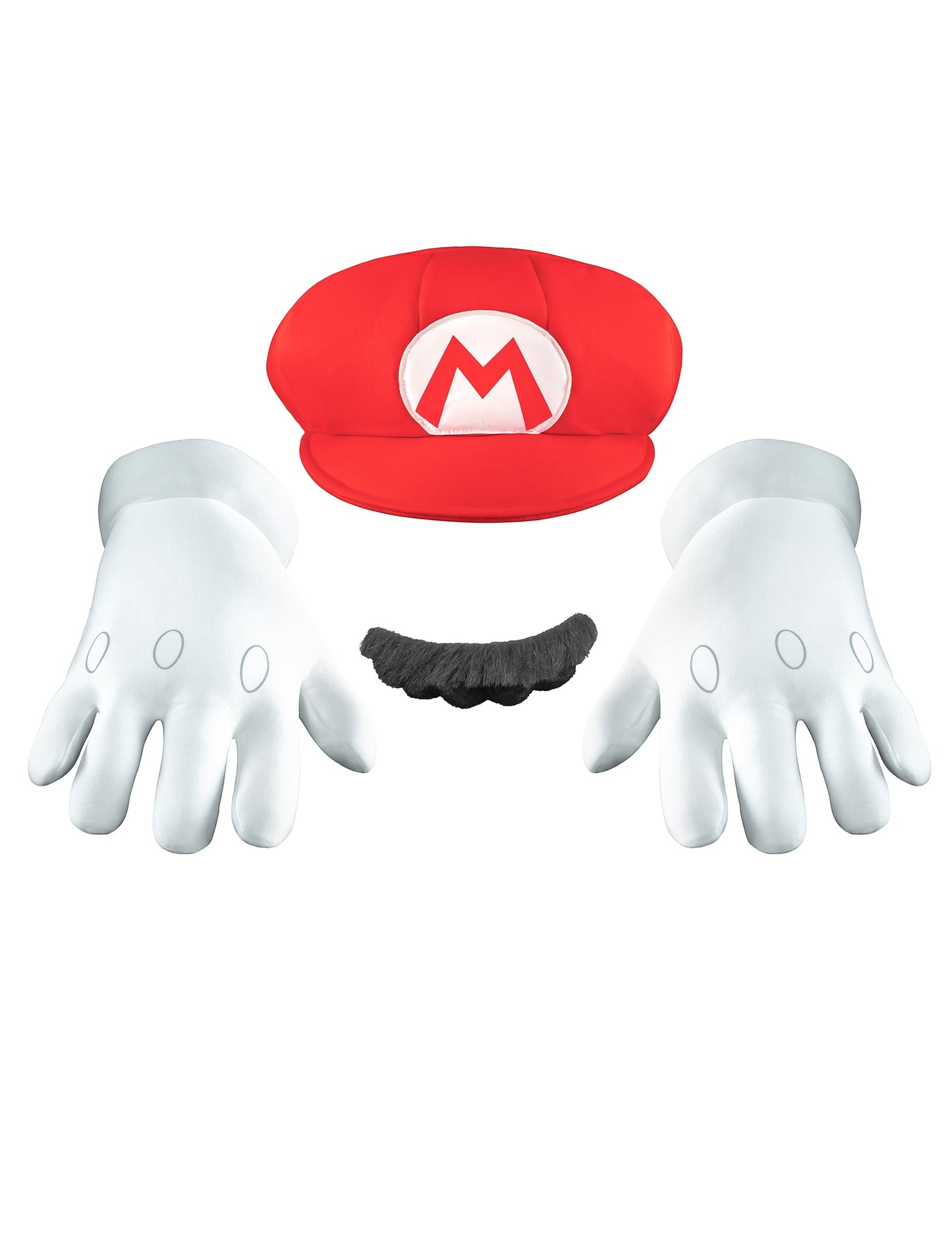 Set accessoires Mario pour enfant rouge et blanc avec moustache noire