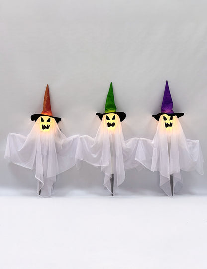 Комплект от 3 светещи призраци с колове 68 cm