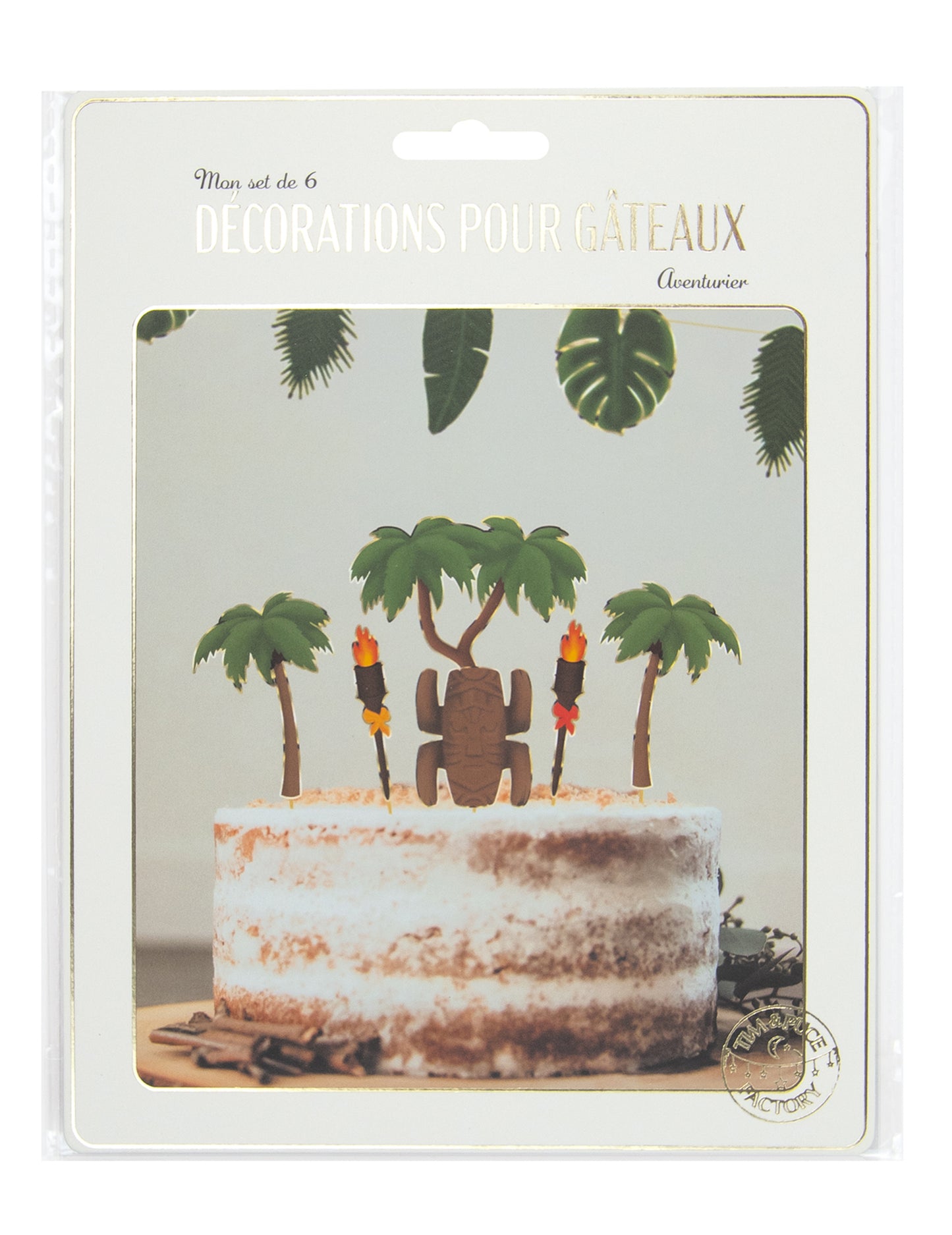Vue dans son emballage des décorations pour gâteau aventurier