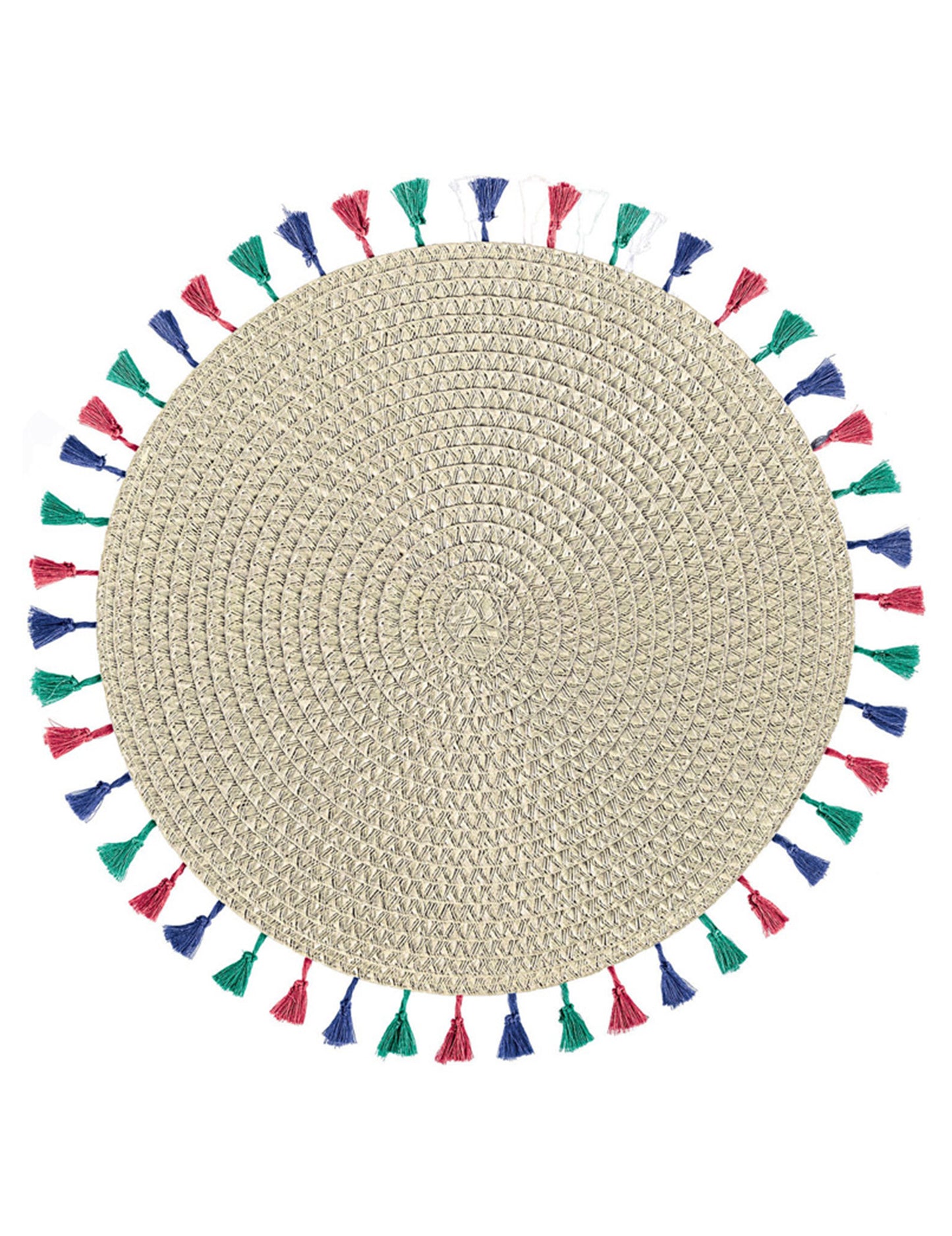 Boho vibes подложка с помпони 38 cm бежов кръгъл