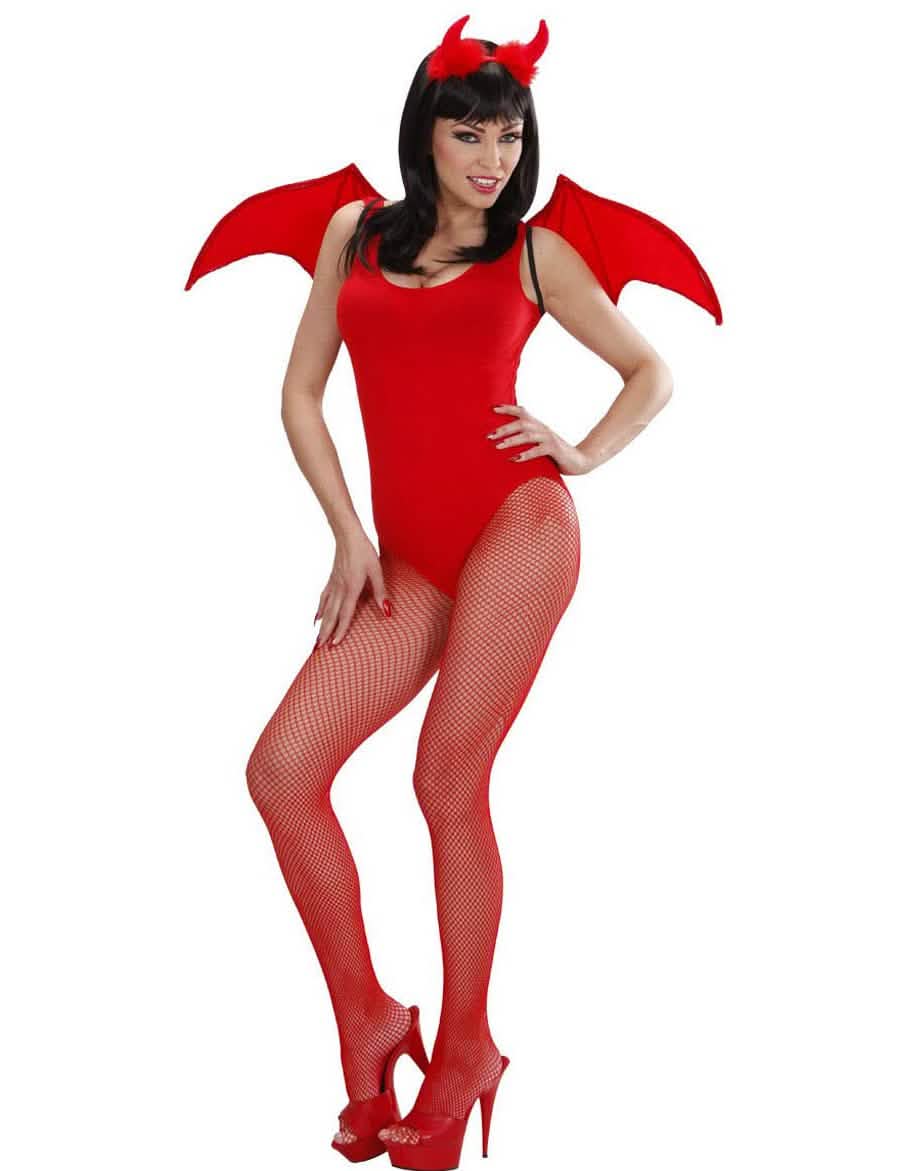 Комплект червен демон за halloween за жена с крила и рога