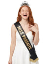 Set écharpe et diadème Miss Parfaite pour femme noir et doré