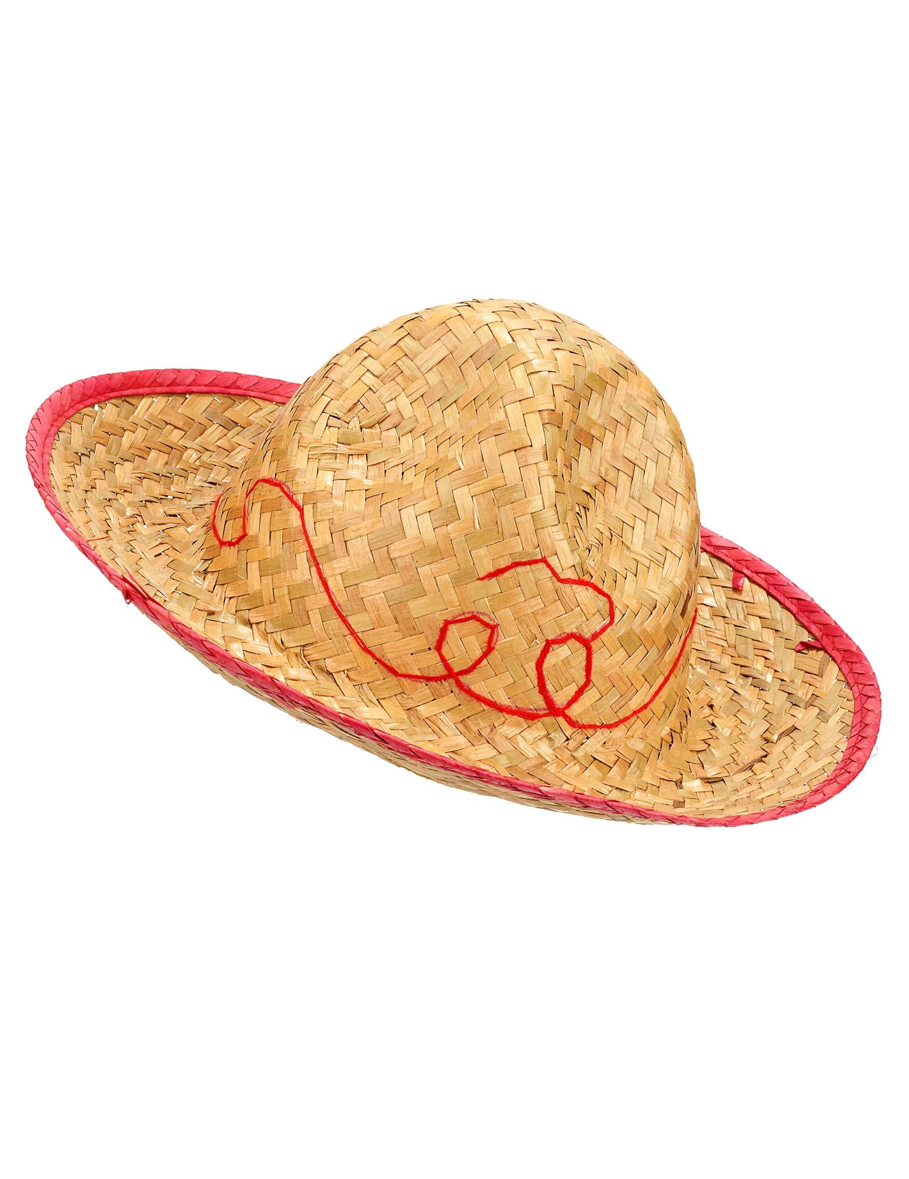 Sombrero pour enfant en paille avec liseré rouge