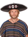 Sombrero noir Dia de Los Muertos finitions argentées adulte