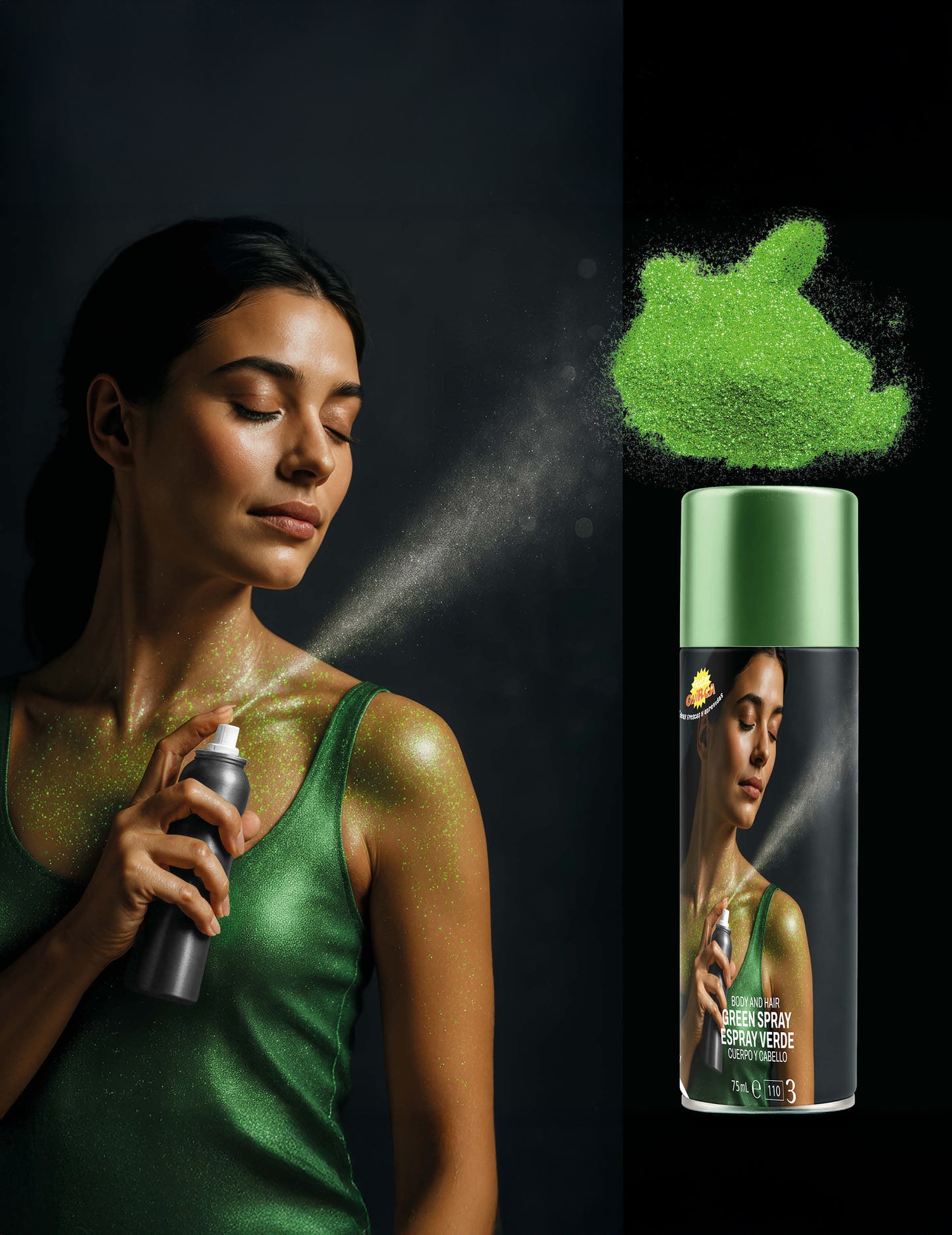 Блясък Спрей за тяло Зелено 75 мл