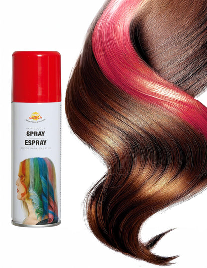 Детайл на червения цвят върху кичур от спрея за коса