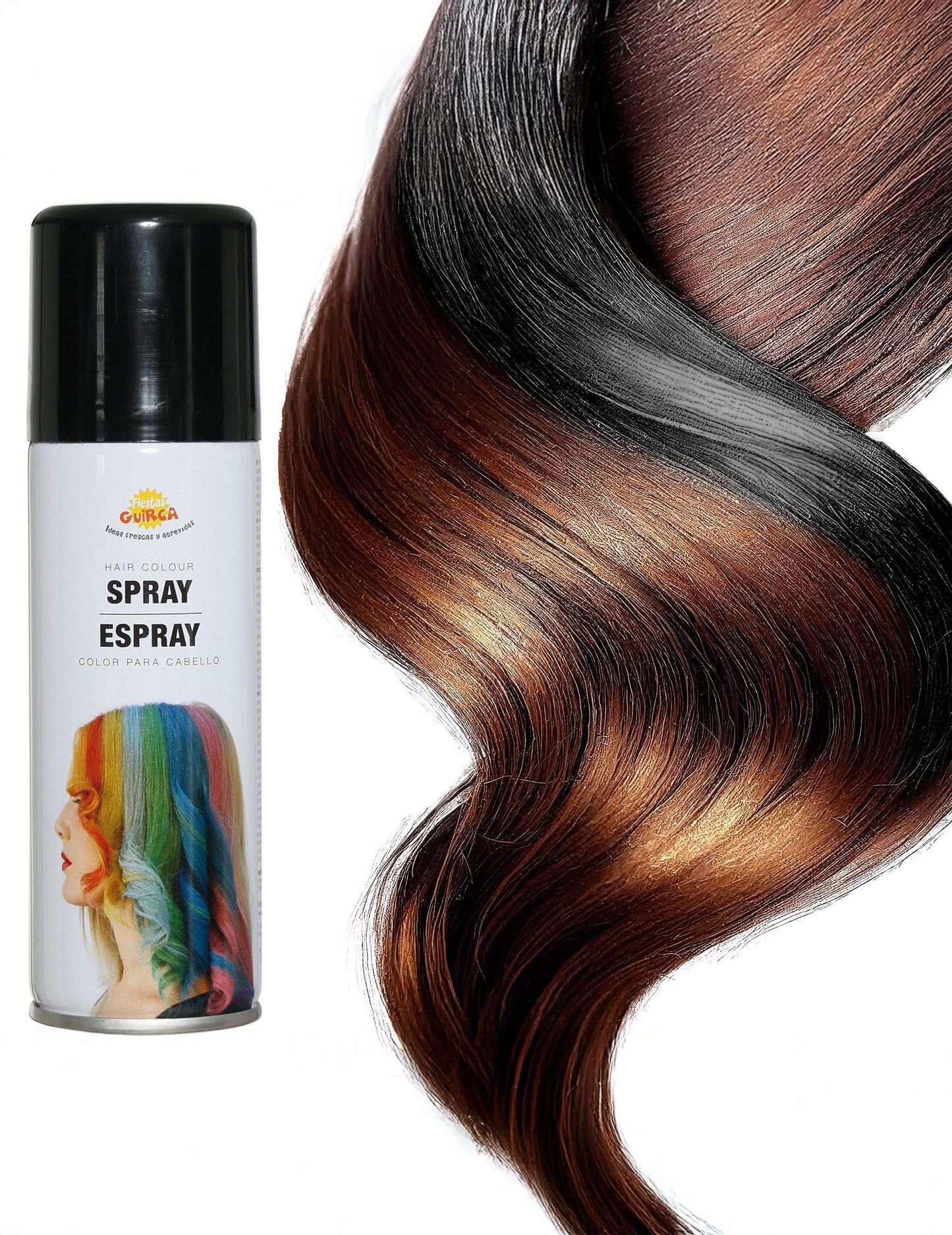 Детайл на черния цвят върху кичур от спрея за коса