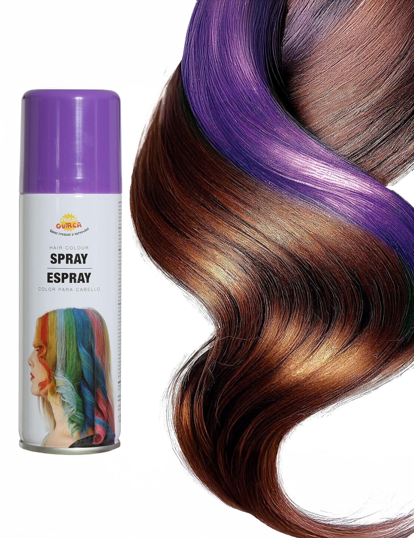 Детайл на紫色 цвят върху кичур от спрея за коса