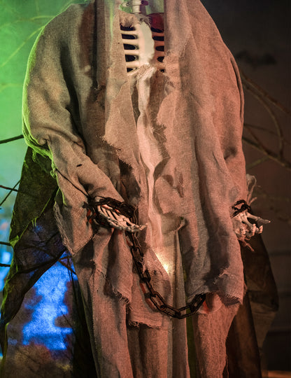 Светещ сив висящ скелет за Хелоуин 180 cm