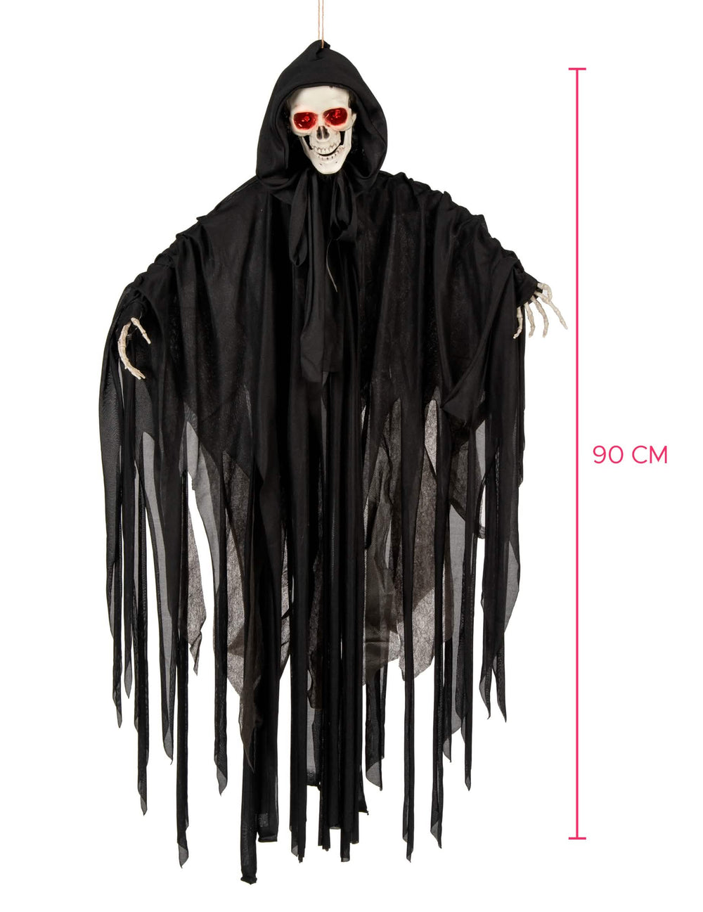 Размери с мерителна скала на светещия, озвучен и анимиран skeleton за halloween