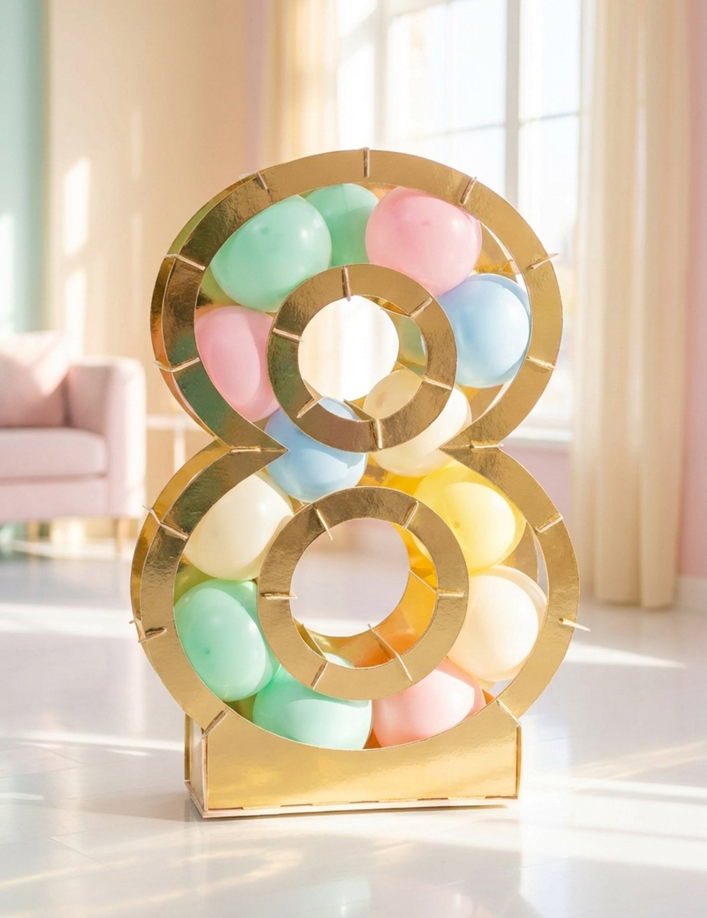 Златна числова структура за балони 64 cm картон