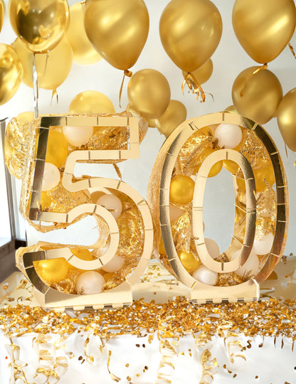Златна числова структура за балони 64 cm картон
