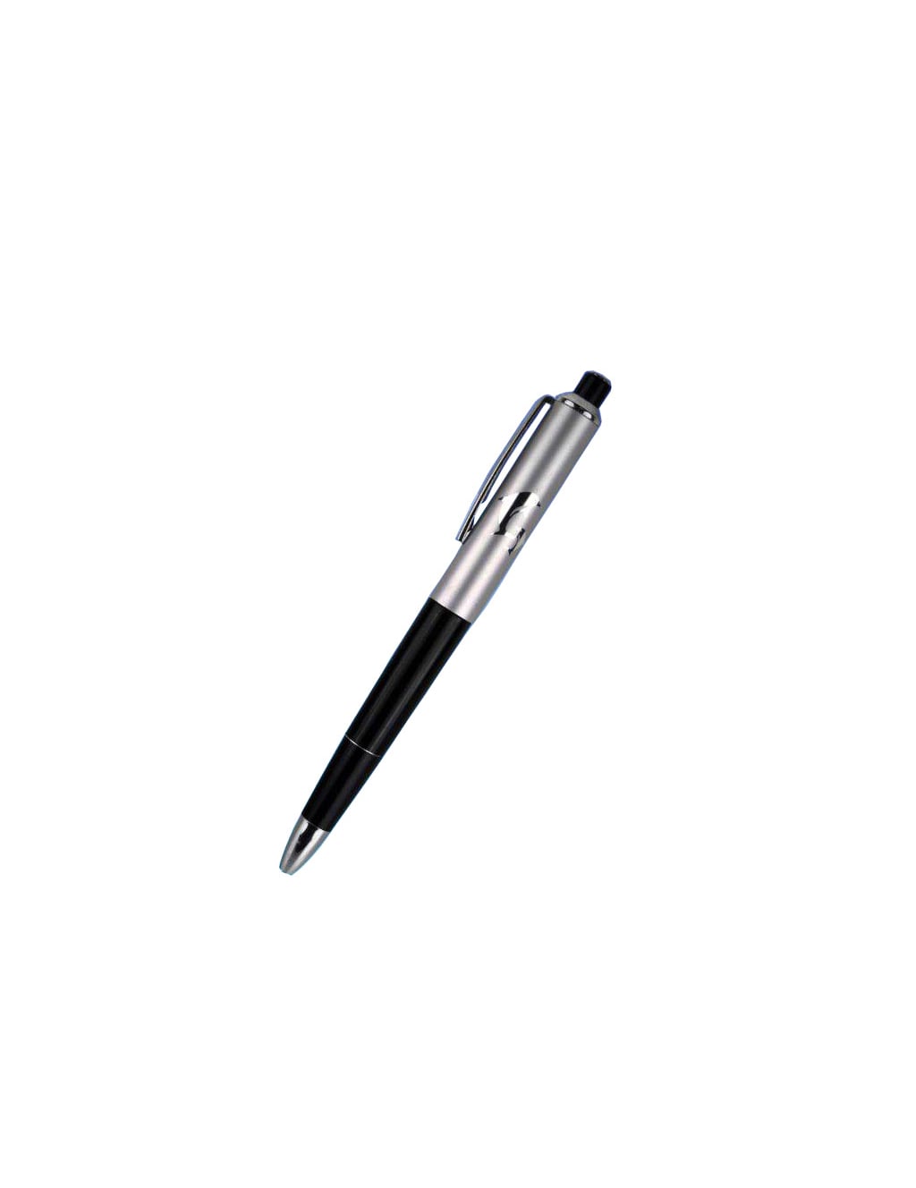 Stylo humoristique choc électrique noir et argenté