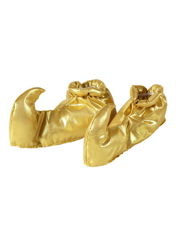 Sur-chaussures dorées pour adulte à pointes recourbées