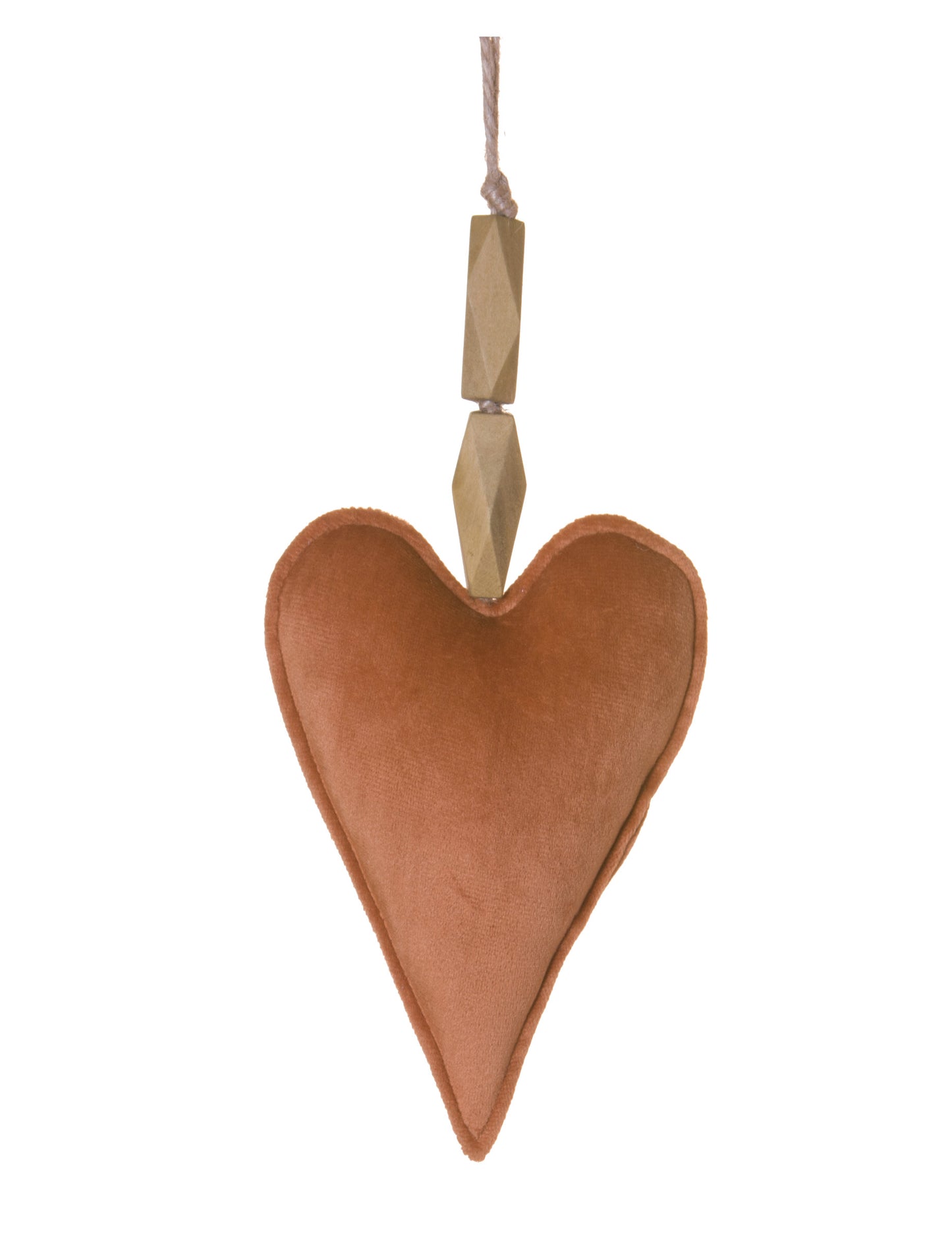 Висяща декорация сърце от кадифе в цвят теракота 15 cm 