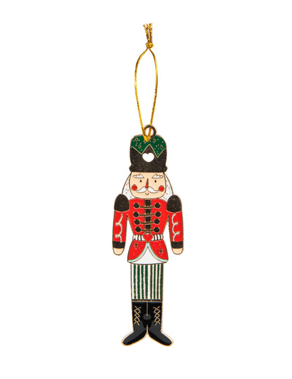Коледна висяща метална украса за лешникотрошачката 10 x 3 cm традиционен войник
