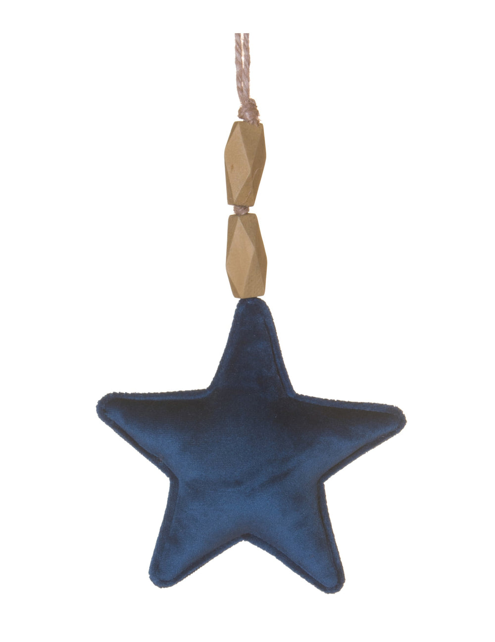 Suspension étoile en velours bleu marine avec perles en bois