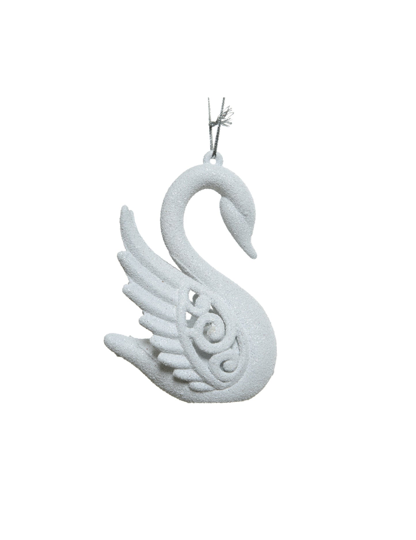 Висяща украса за елха замръзнал лебед 10 cm 