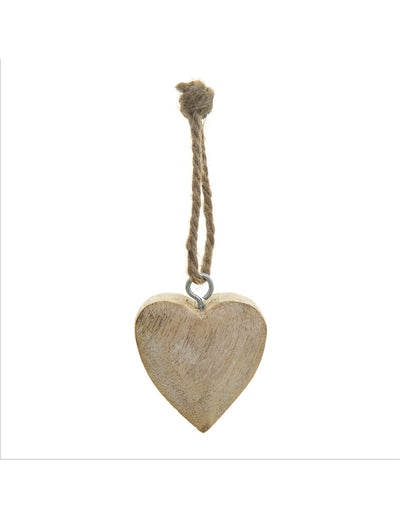 Suspension pour sapin cœur en bois naturel avec cordelette en jute