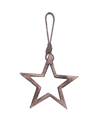 Дървена висяща украса за коледно дърво звезда 15 cm 