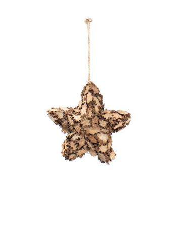 Дървена висяща украса за коледно дърво звезда 10 cm 