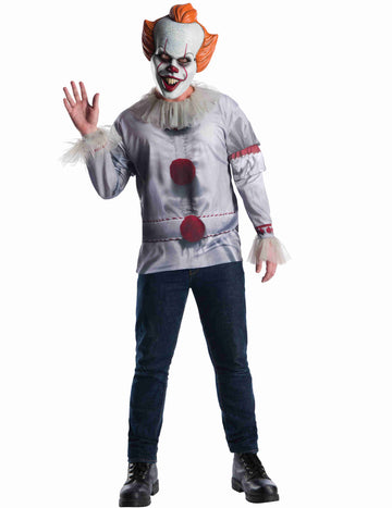 T-shirt et masque Ca pour adulte gris et rouge avec cheveux orange
