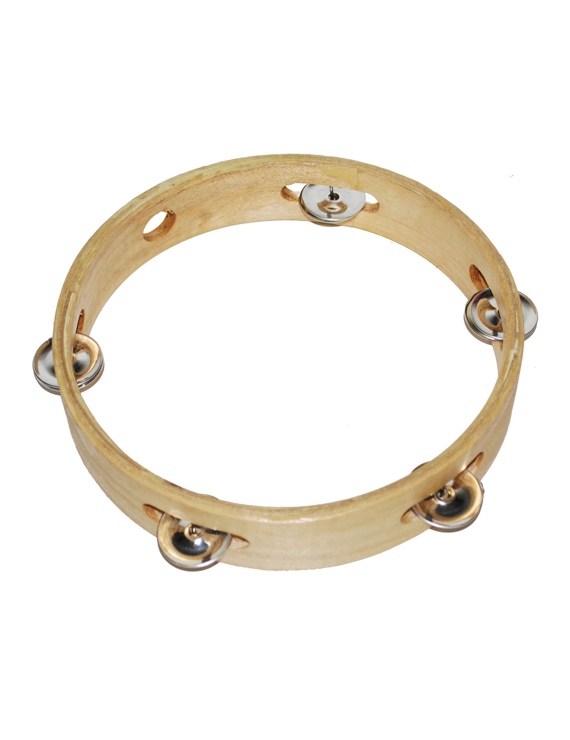 Tambourin à cymbalettes pour adulte en bois naturel