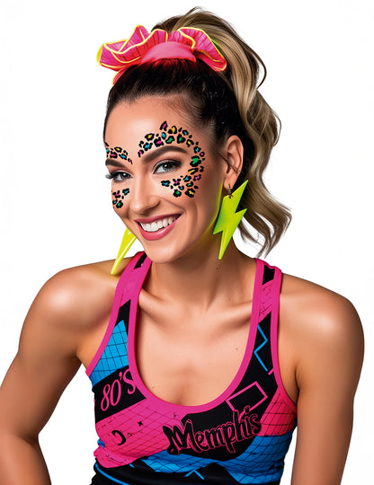 Многоцветна леопардова татуировка с брокат