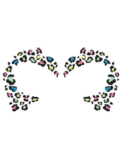 Многоцветна леопардова татуировка с брокат