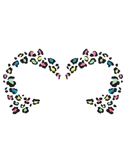 Многоцветна леопардова татуировка с брокат