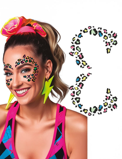 Многоцветна леопардова татуировка с брокат