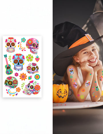 Цветни татуировки на Dia de los Muertos