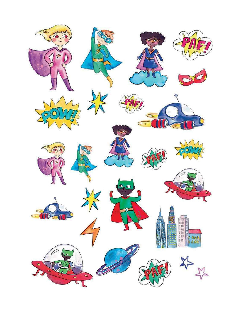 Tatouages super-héros pour enfant multicolores