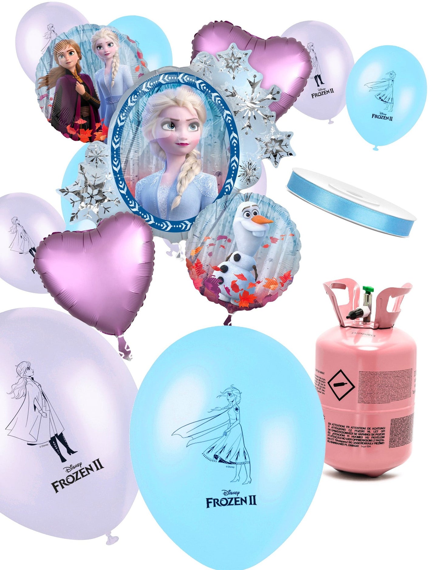 Kit bouteille d'hélium avec 13 ballons Reine des Neiges™ et ruban