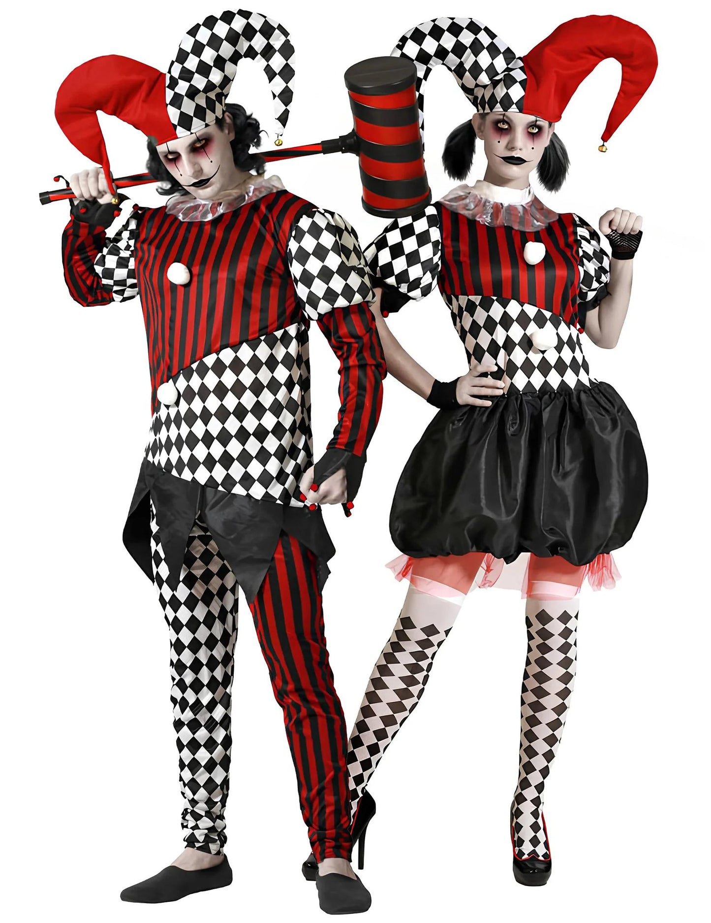 Déguisement de couple Arlequin effrayant adulte Halloween