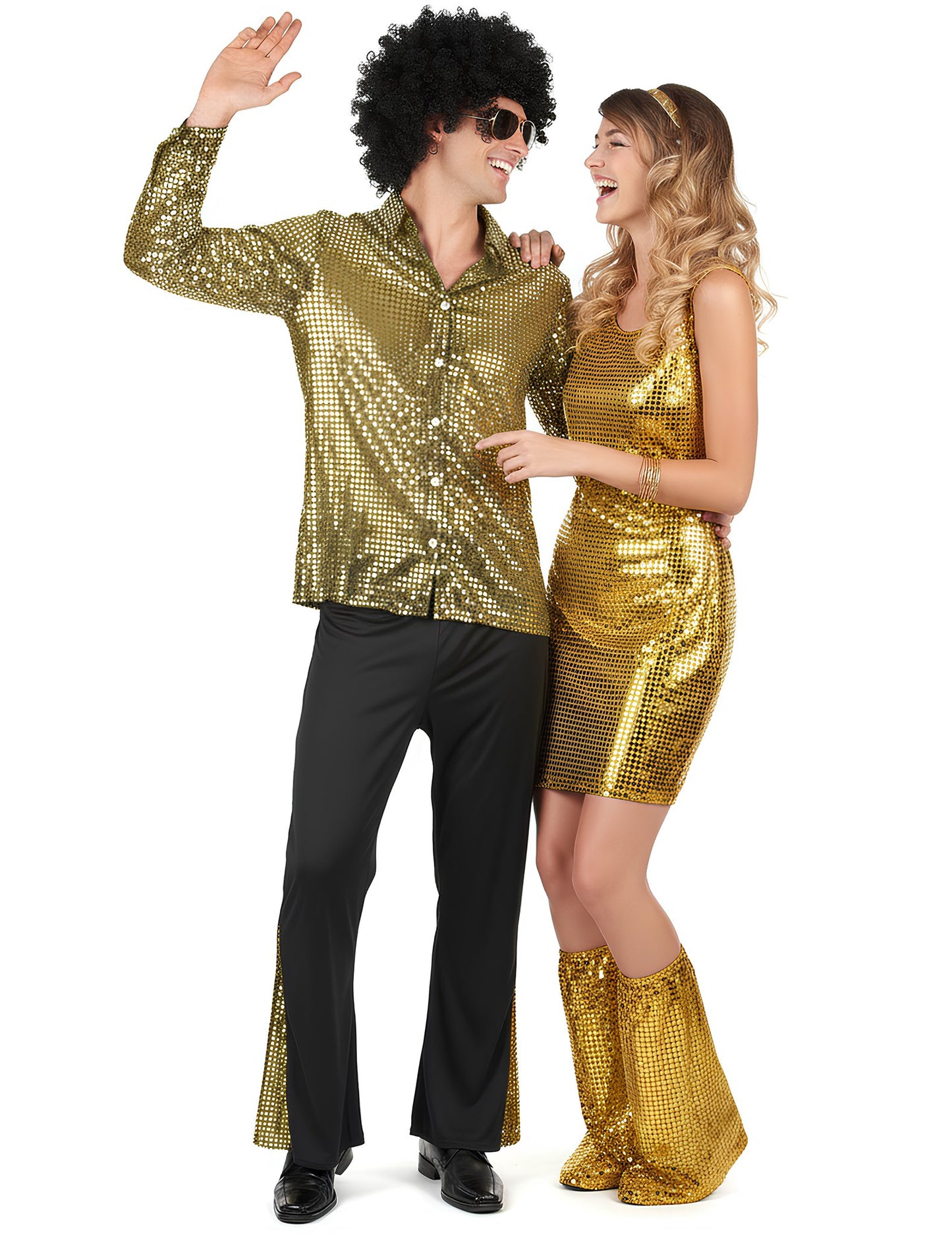 Костюм за двойка с пайети и златист цвят