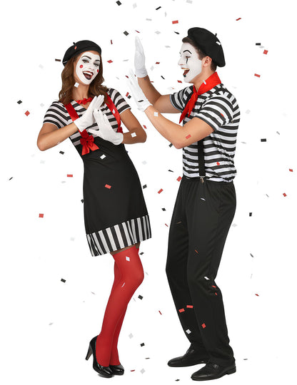 Déguisement de couple mime noir et blanc adulte