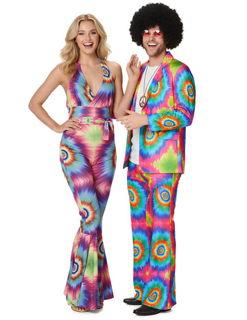 Костюм за възрастни психеделична хипи двойка