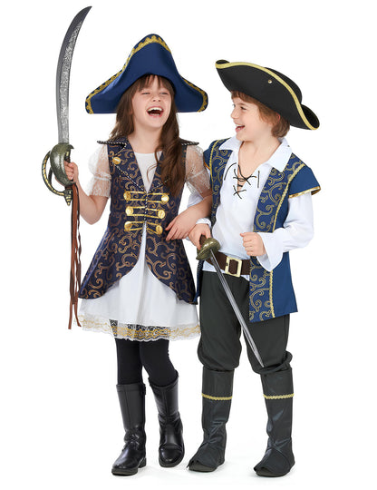 Шикозен костюм за двойка пиратски капитан за деца