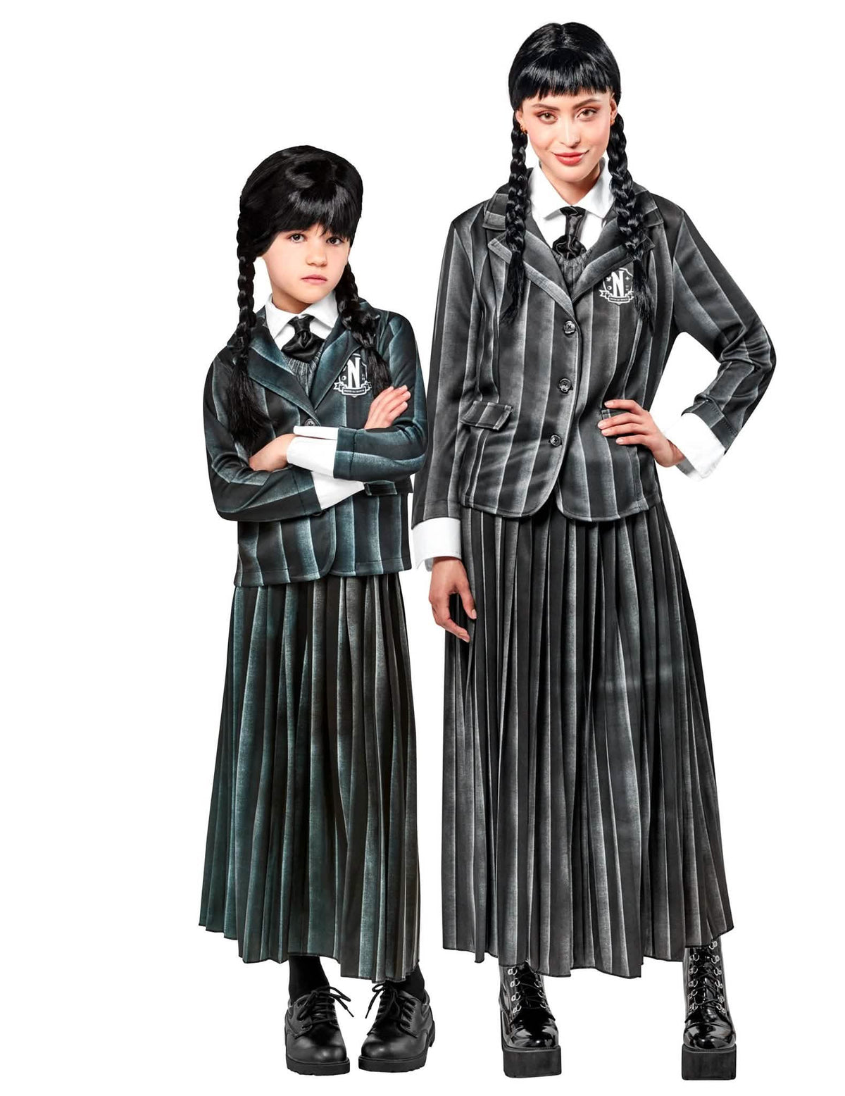 Костюм за двойка училищна униформа Mercredi Addams™ за деца и възрастни