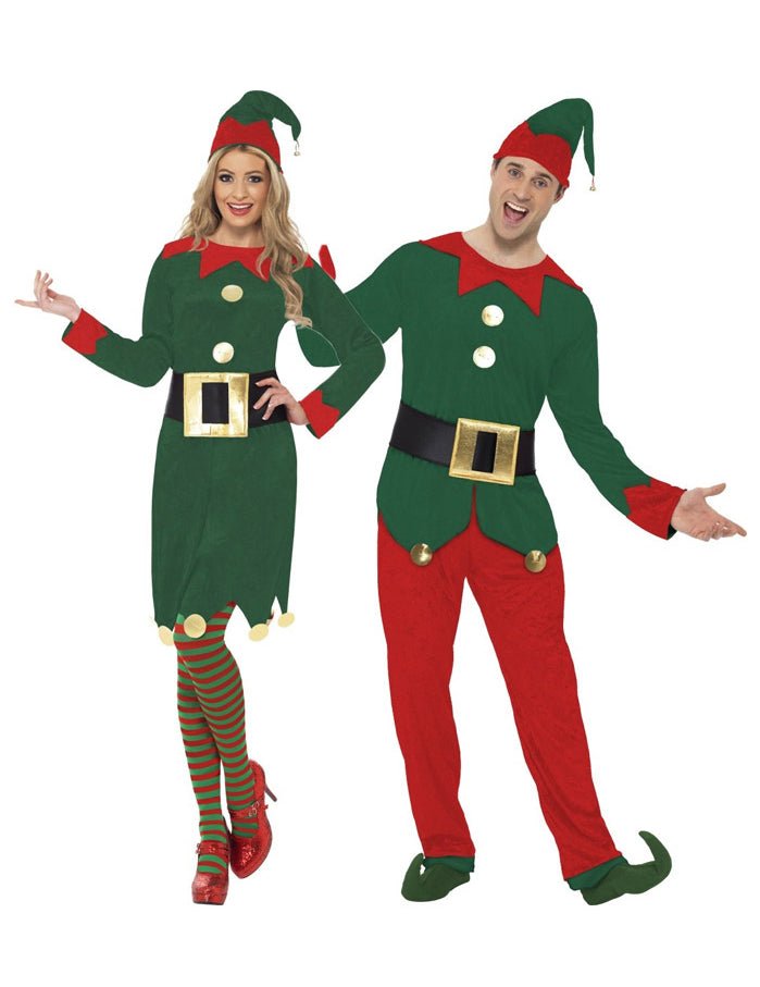 Déguisement de couple elfes du Père Noël adulte