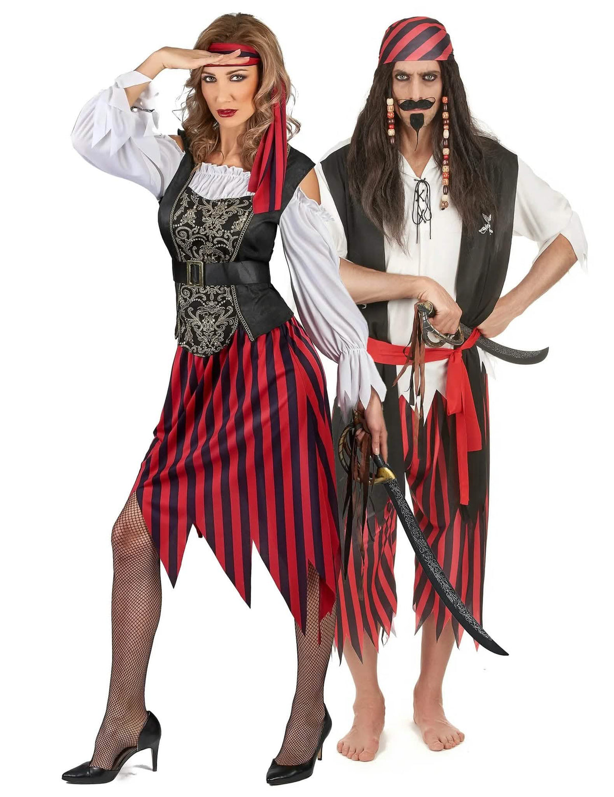 Двойна пиратска карнавална костюми за възрастни в стил corsaire gipsy