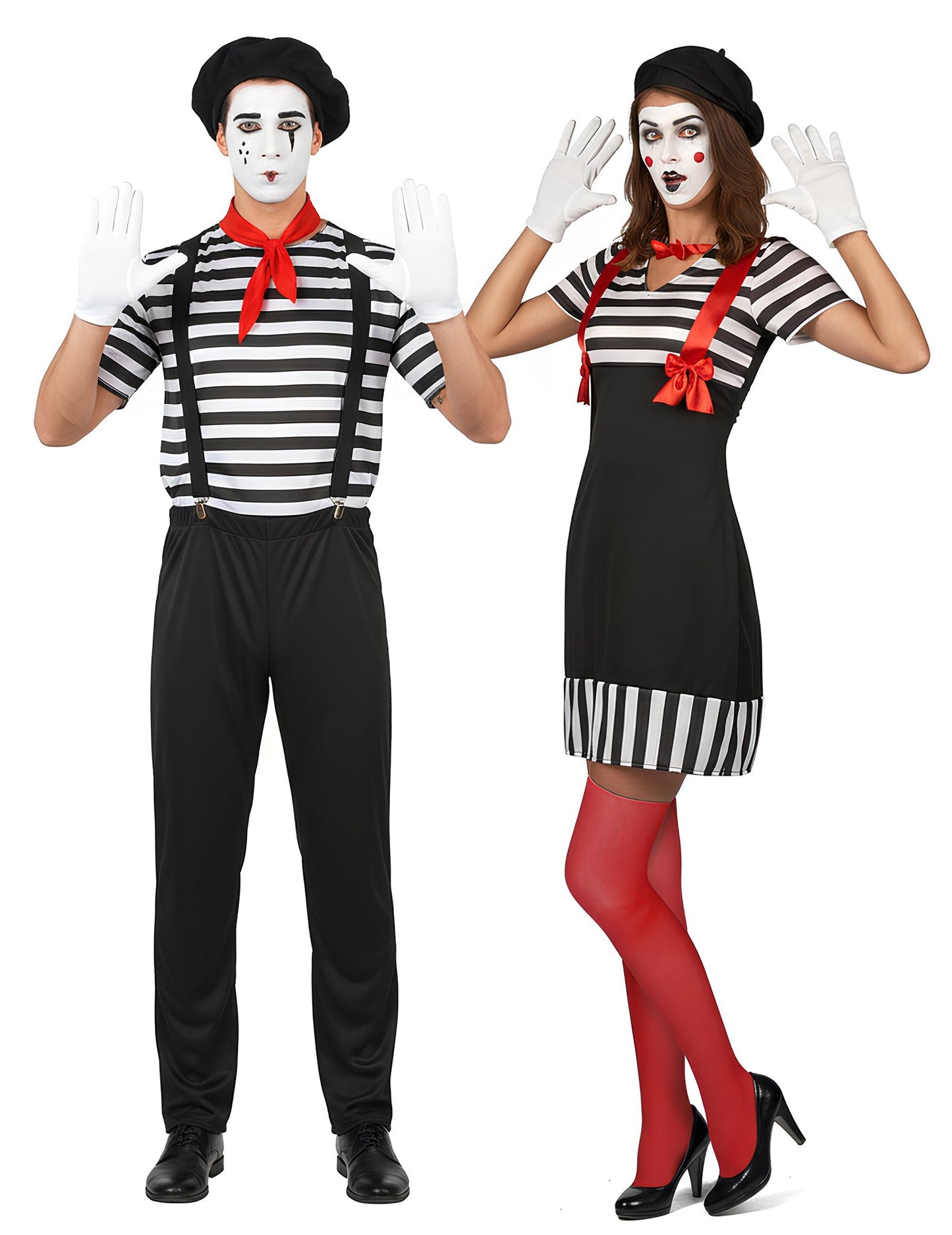 Déguisement de couple mime noir et blanc adulte