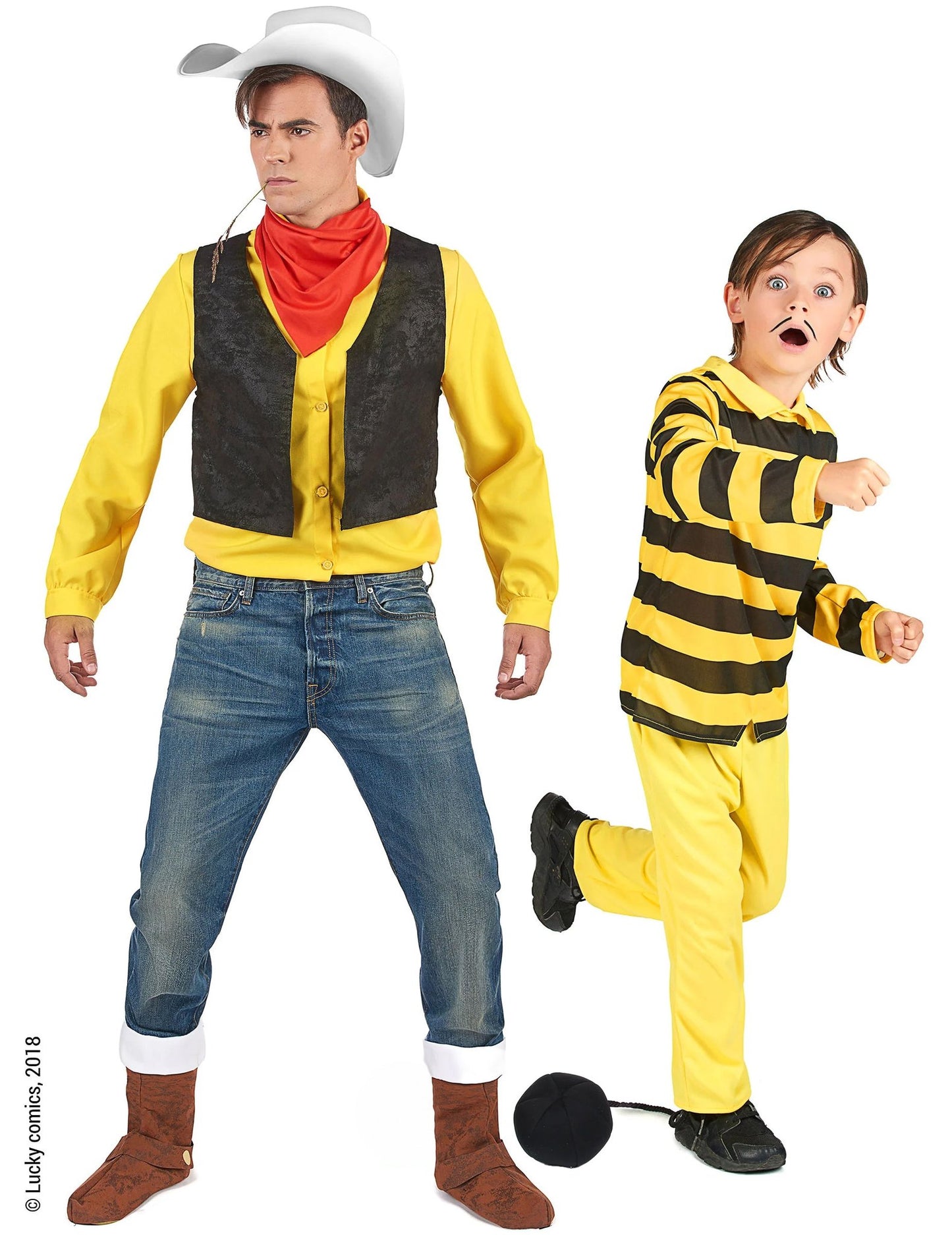 Déguisement de couple Lucky Luke™ et Dalton père fils