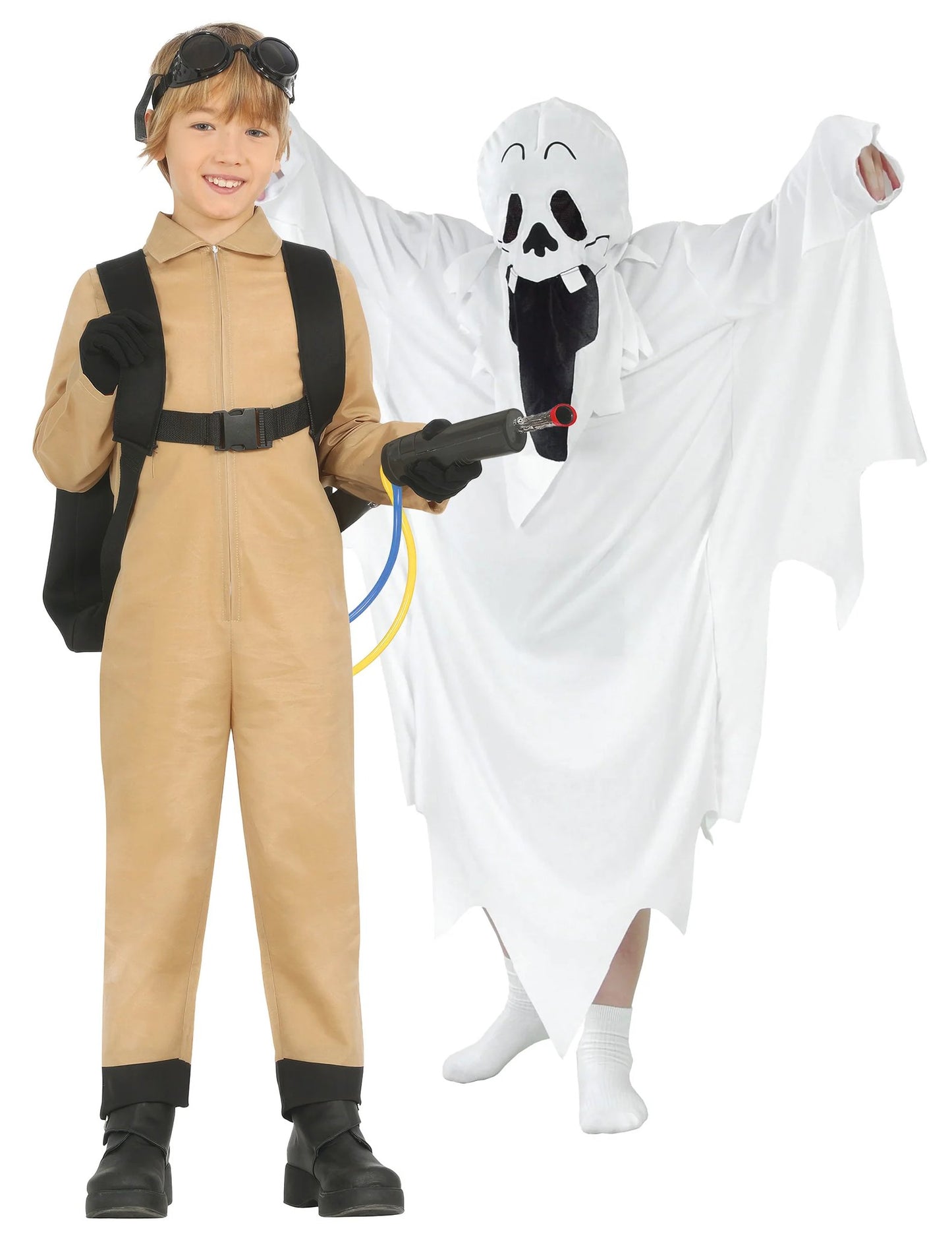 Déguisement de couple chasseur et fantôme enfants