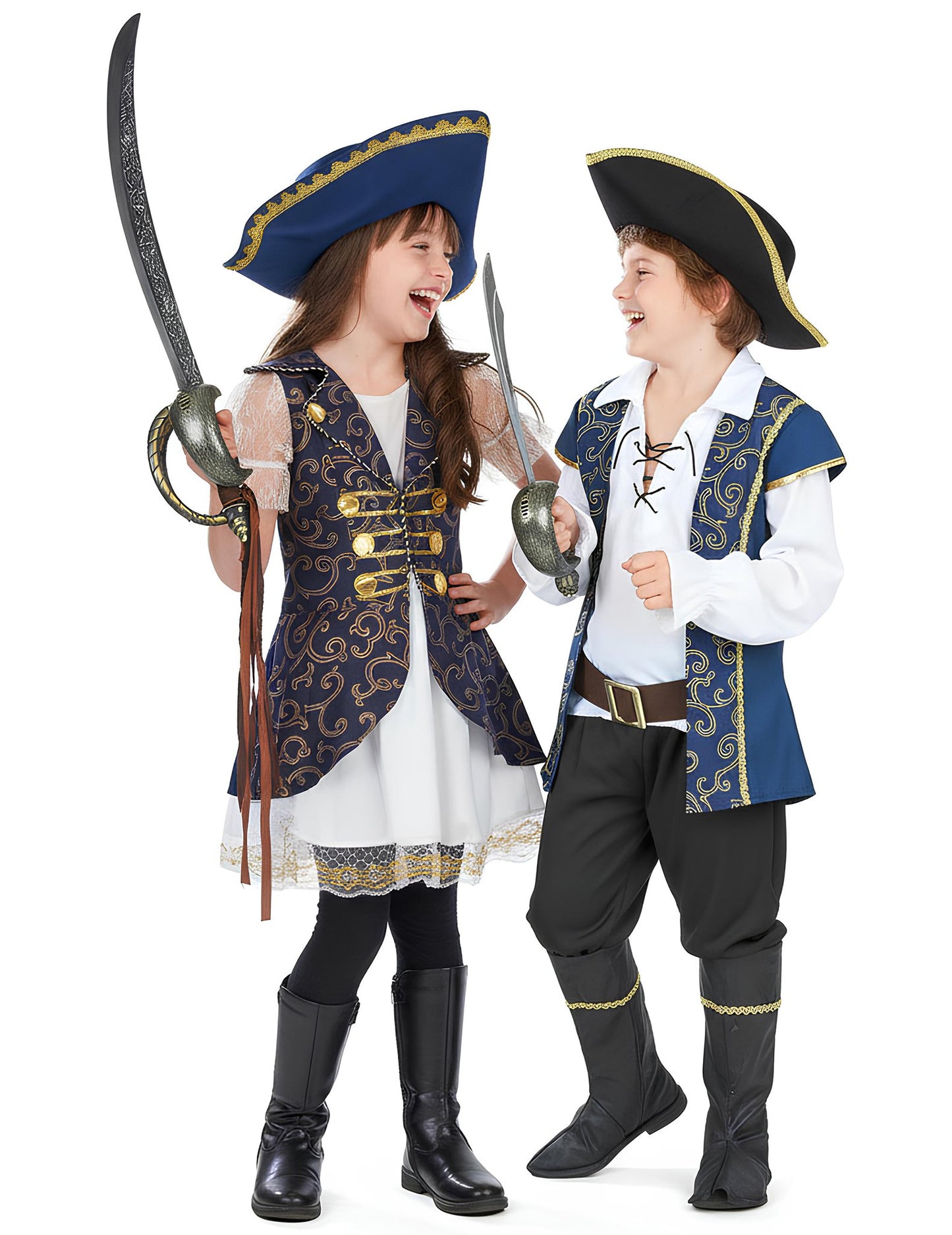 Шикозен костюм за двойка пиратски капитан за деца
