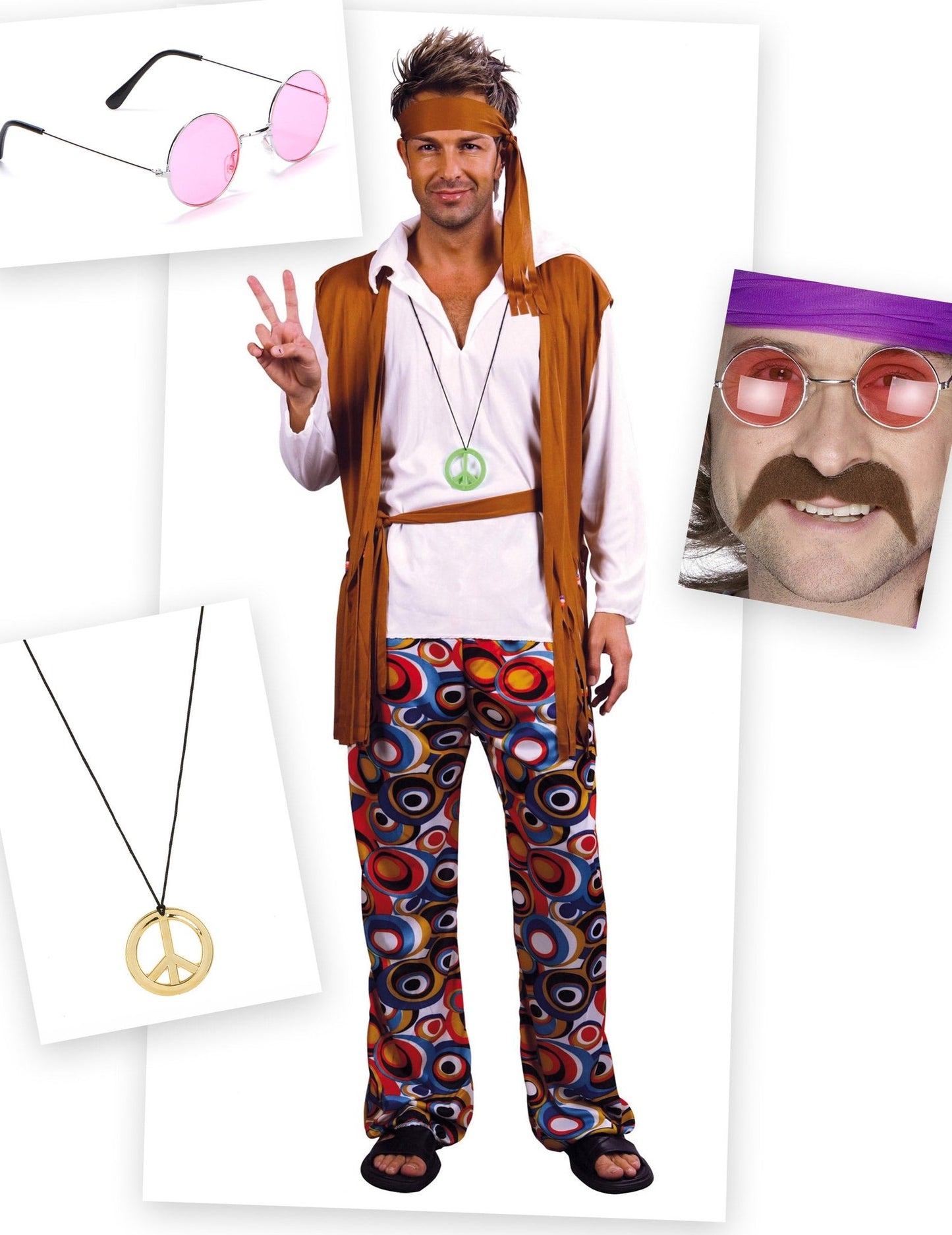Pack déguisement hippie homme