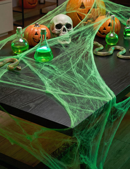 Toile d'araignée verte avec araignées 20 g Halloween