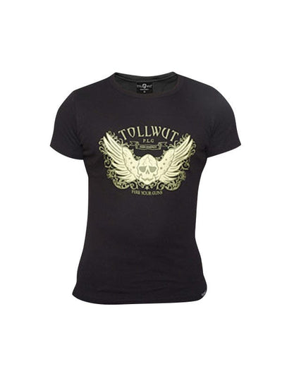 T-shirt Tollwut Street Wear 'BREAKOUT' pour homme noir avec motif tête de mort ailée